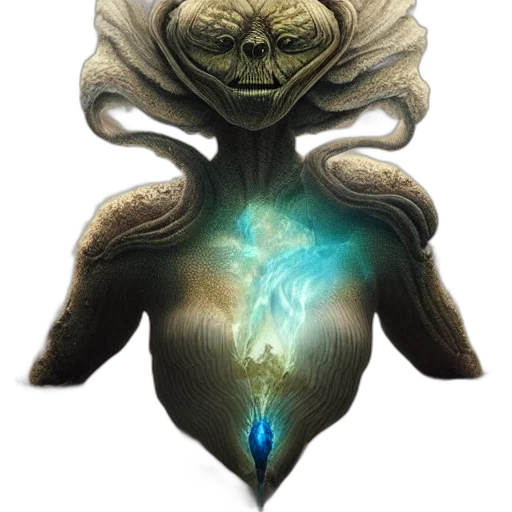 mask, creature, staff, face, concept art, fantasy art, 3d render, photorealistic transparent PNG cut-out