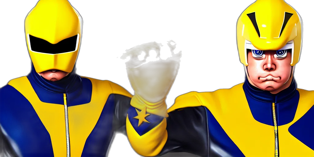 3d render, concept art, comic book art, photorealistic, underwater, symmetry, yellow, ranger transparent PNG cut-out