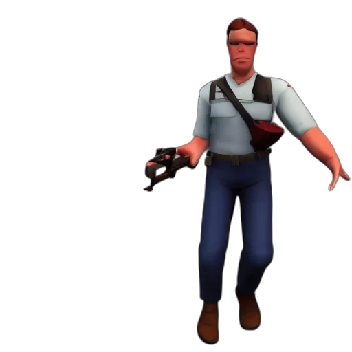 staff, weapon, robot, jacket, 3d render, concept art, pixel art, cartoon transparent PNG cut-out