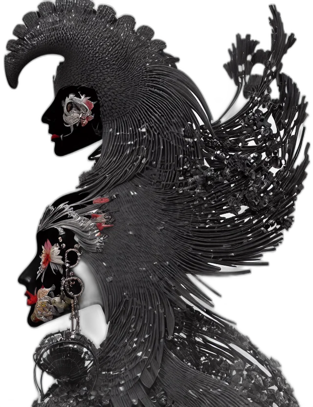 jewelry, mask, animal, crown, 3d render, concept art, fantasy art, photorealistic transparent PNG cut-out