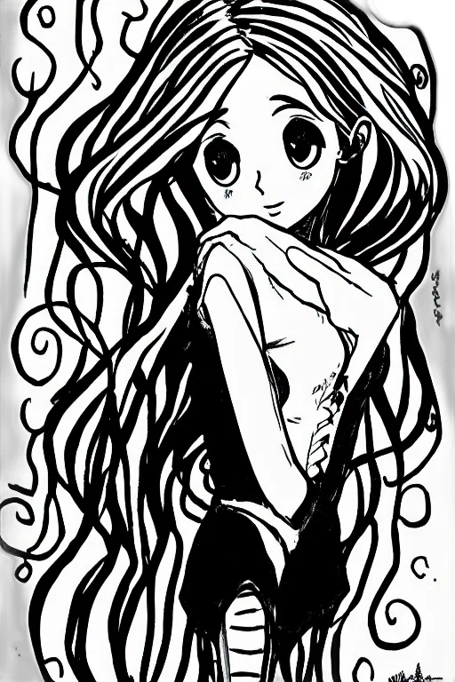 dress, hair, creature, cartoon transparent PNG cut-out