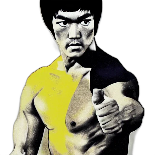 photorealistic, comic book art, cartoon, concept art, bruce, lee, mornet transparent PNG cut-out
