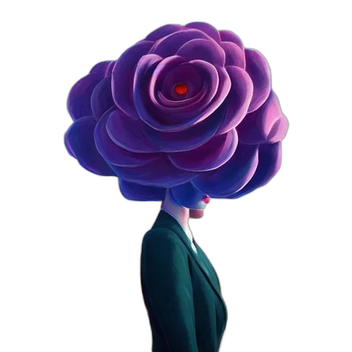 flower, crown, hat, dress, concept art, vaporwave, 3d render, photorealistic transparent PNG cut-out
