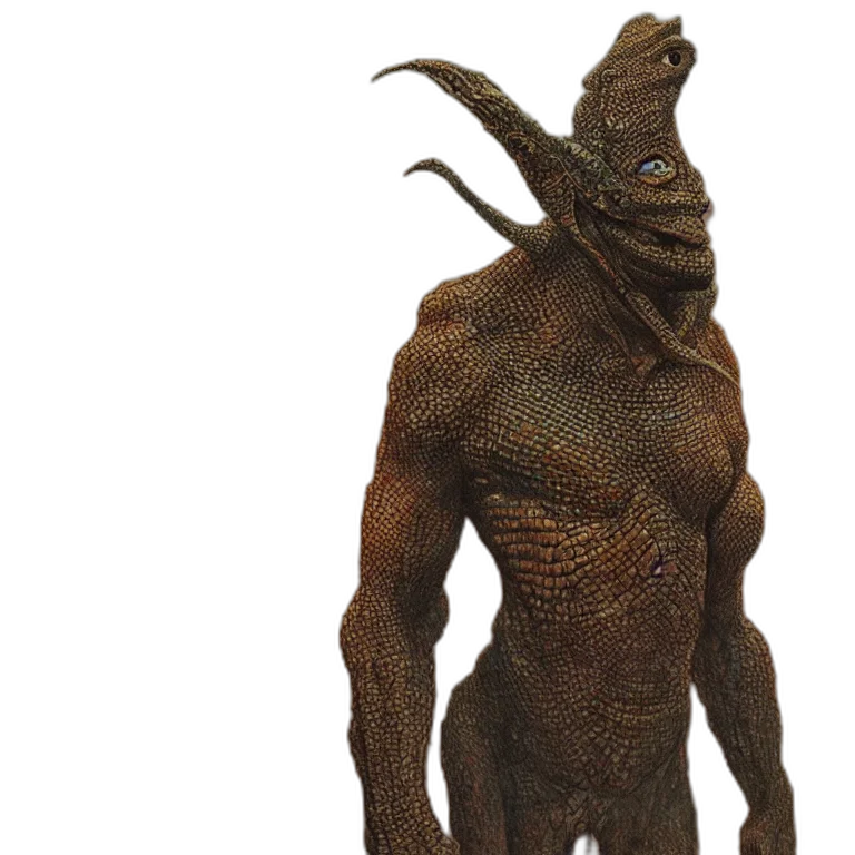 creature, animal, staff, dragon, 3d render, concept art, lizardman, warrior transparent PNG cut-out