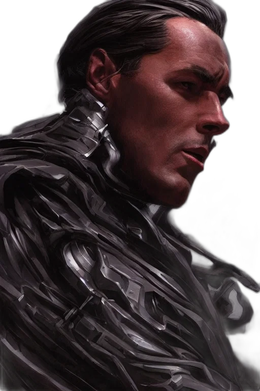 face, jacket, comic book art, photorealistic, concept art, fantasy art, dark, portrait transparent PNG cut-out