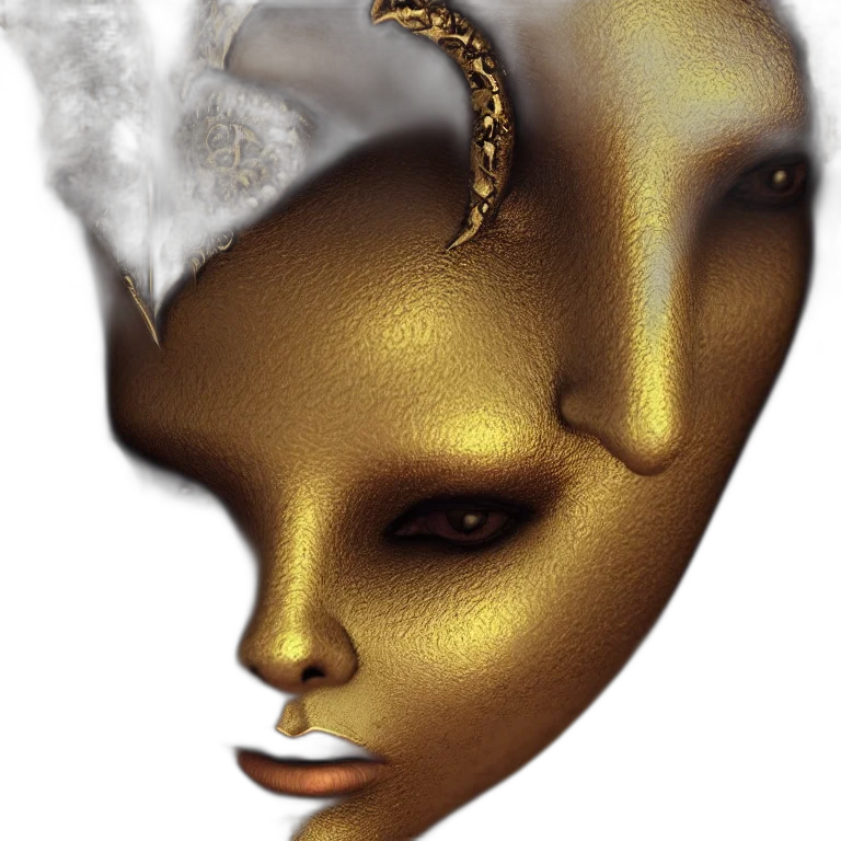 mask, jewelry, face, crown, concept art, fantasy art, photorealistic, 3d render transparent PNG cut-out