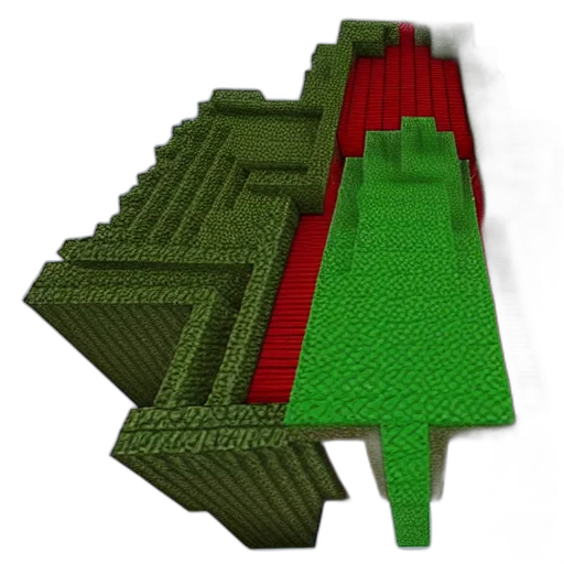 building, crown, weapon, hat, 3d render, pixel art, concept art, green transparent PNG cut-out