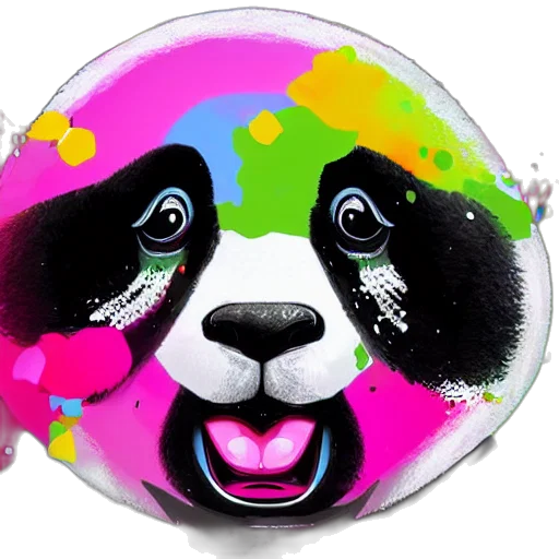 photorealistic, 3d render, cartoon, concept art, neon, colorful, illustration, panda transparent PNG cut-out