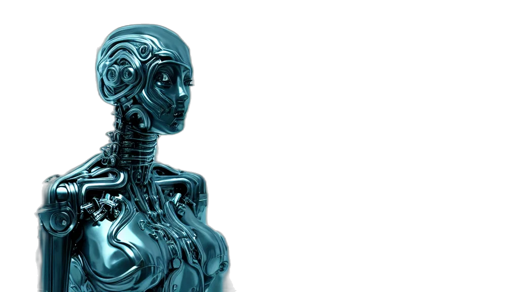 robot, 3d render, cyberpunk, cybernetic transparent PNG cut-out