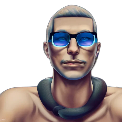 face, mask, cyberpunk, concept art, fantasy art, cartoon, blue, slender transparent PNG cut-out