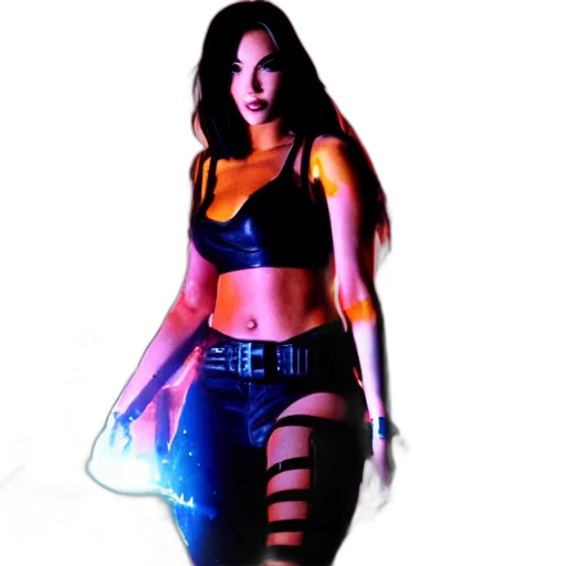 concept art, 3d render, cyberpunk, pixel art, neon lights, outer space, neon, megan transparent PNG cut-out