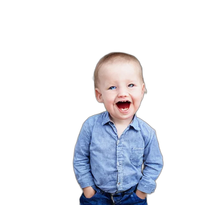 face, staff, photorealistic, portrait, naughty, toddler, good, smiling transparent PNG cut-out