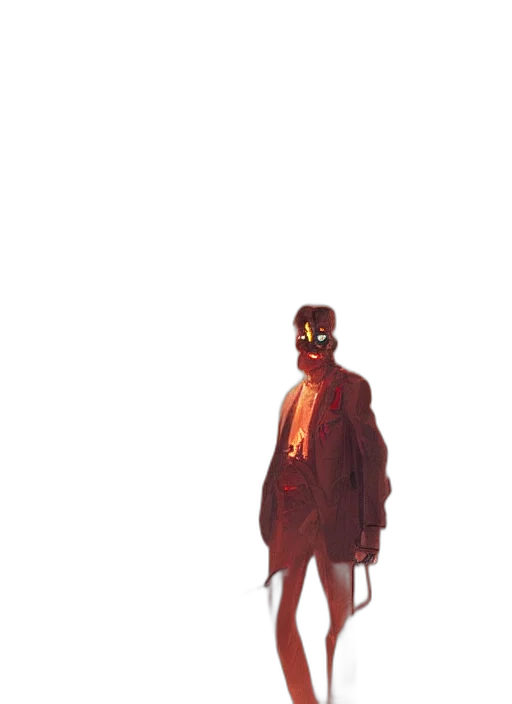 mask, jacket, dress, creature, concept art, cyberpunk, 3d render, comic book art transparent PNG cut-out