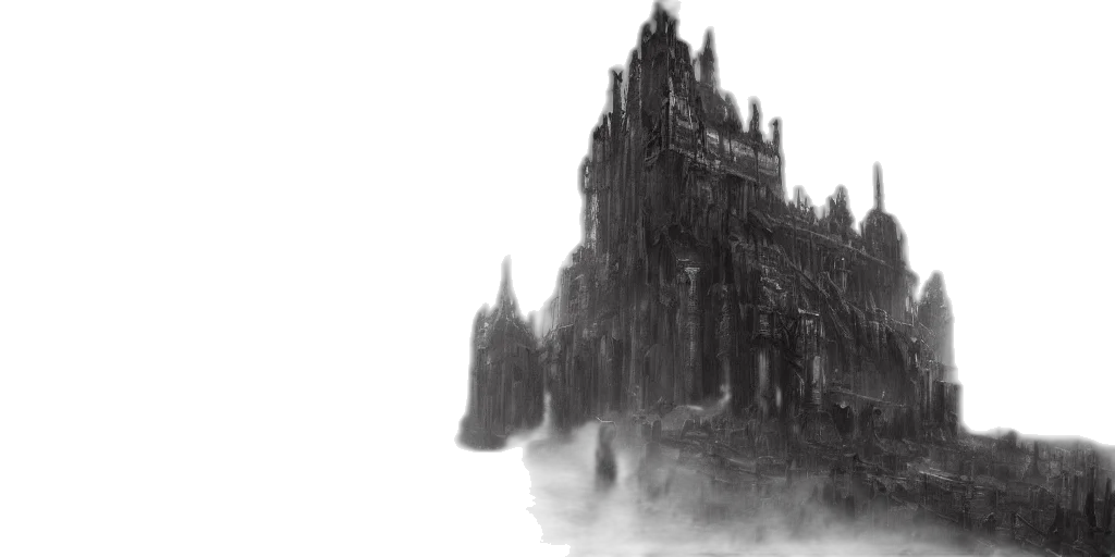 building, crown, sword, concept art, fantasy art, photorealistic, pencil sketch, fog transparent PNG cut-out