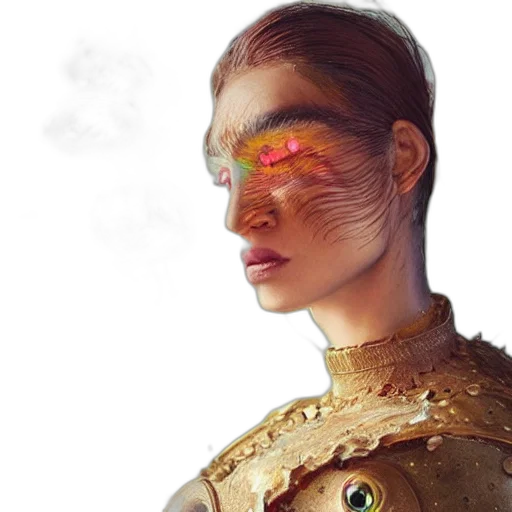 mask, face, robot, jewelry, fantasy art, concept art, photorealistic, cyberpunk transparent PNG cut-out