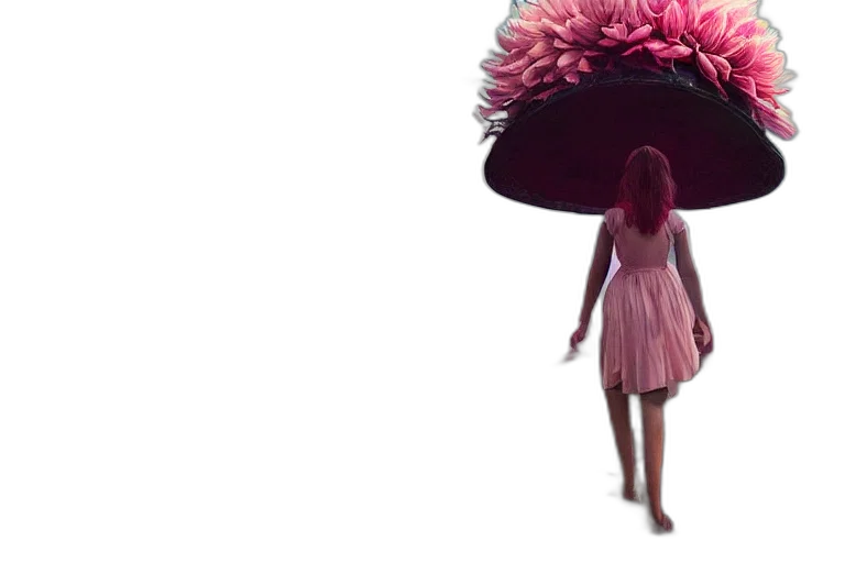 dress, umbrella, hat, hair, concept art, 3d render, underwater, giant transparent PNG cut-out