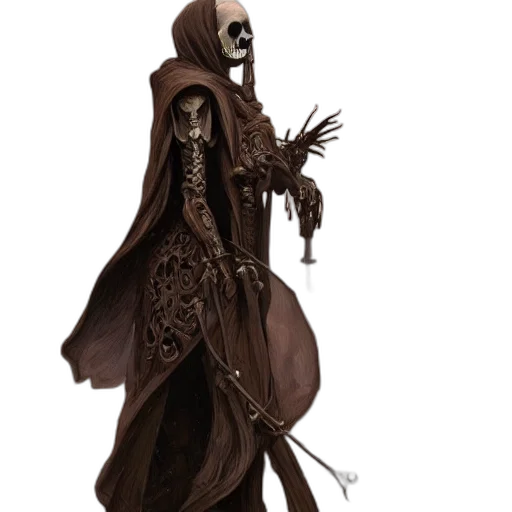 mask, staff, creature, dress, concept art, fantasy art, 3d render, comic book art transparent PNG cut-out