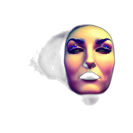 mask, face, crown, robot, vaporwave, 3d render, concept art, photorealistic transparent PNG cut-out