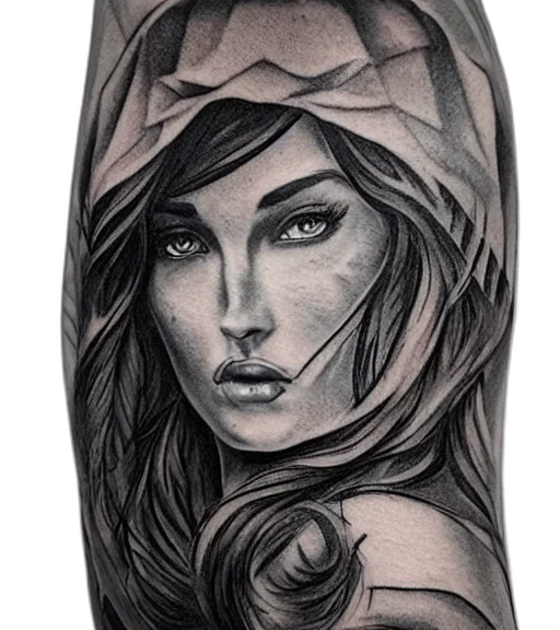 face, dress, fantasy art, photorealistic, comic book art, pencil sketch, tattoo, design transparent PNG cut-out