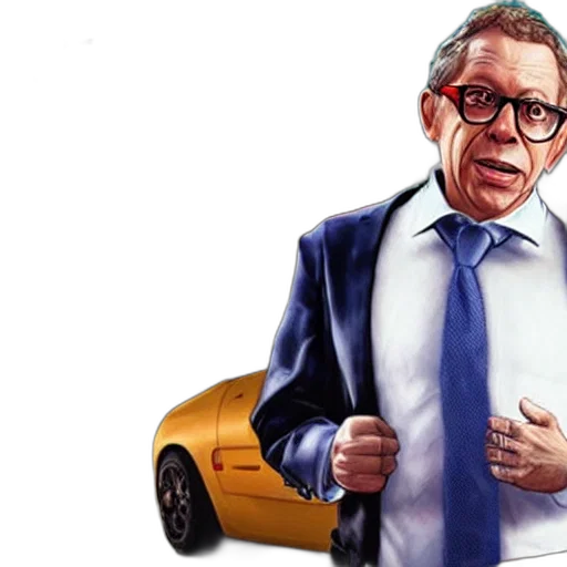 car, photorealistic, concept art, cartoon, comic book art, governor, mike, dewine transparent PNG cut-out