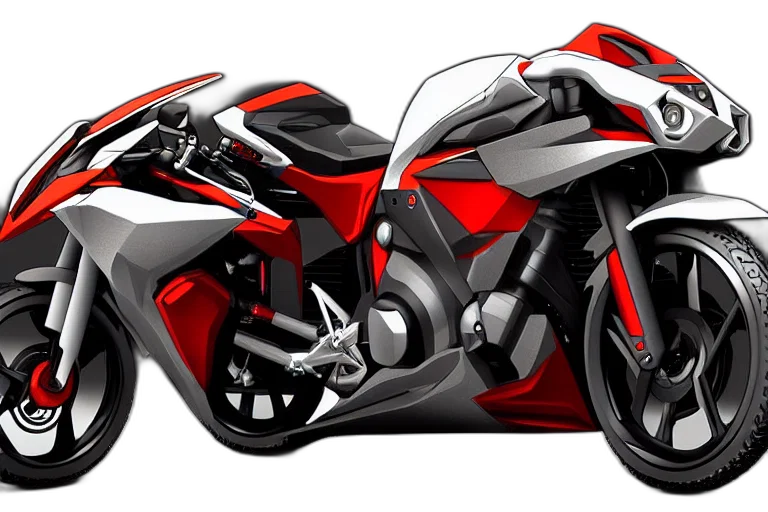 3d render, photorealistic, concept art, cartoon, red, blade, runner, honda transparent PNG cut-out