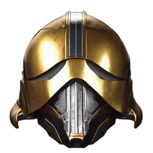 mask, weapon, crown, concept art, 3d render, fantasy art, photorealistic, golden transparent PNG cut-out