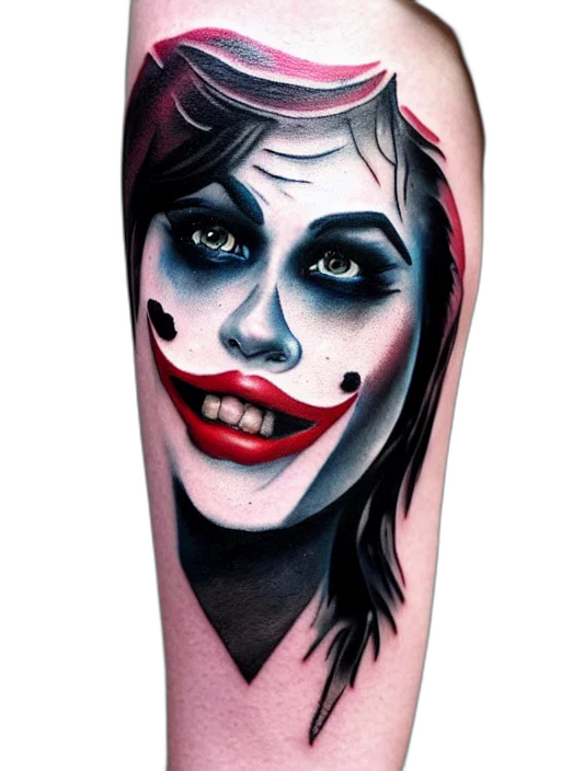 comic book art, cartoon, photorealistic, concept art, tattoo, design, girl, joker transparent PNG cut-out