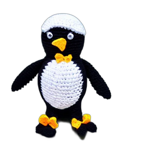 animal, 3d render, crocheted, penguin, doll transparent PNG cut-out