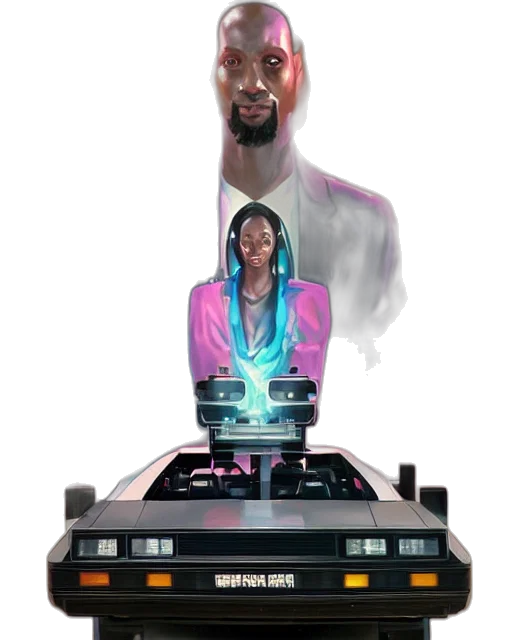 robot, cyberpunk, concept art, vaporwave transparent PNG cut-out