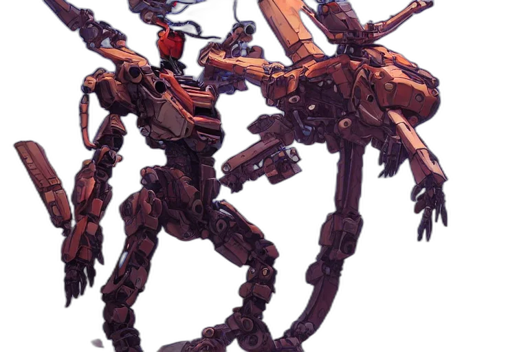 robot, weapon, concept art, 3d render transparent PNG cut-out