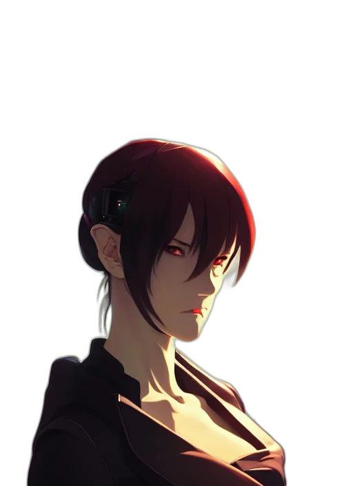 face, staff, jacket, mask, anime, concept art, cyberpunk, pixel art transparent PNG cut-out