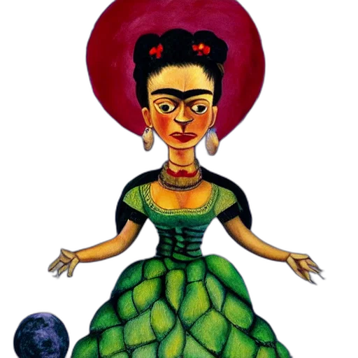 dress, concept art, cartoon, pixel art, fantasy art, frida, kahlo, painting transparent PNG cut-out