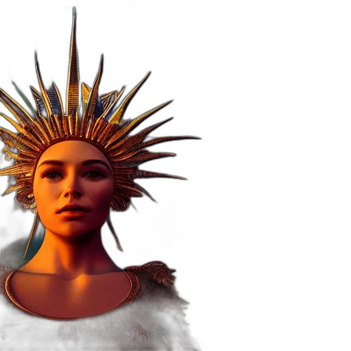 crown, hair, mask, staff transparent PNG cut-out