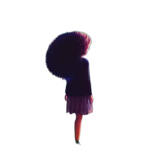 hair, dress, umbrella, hat, 3d render, concept art, pixel art, photorealistic transparent PNG cut-out