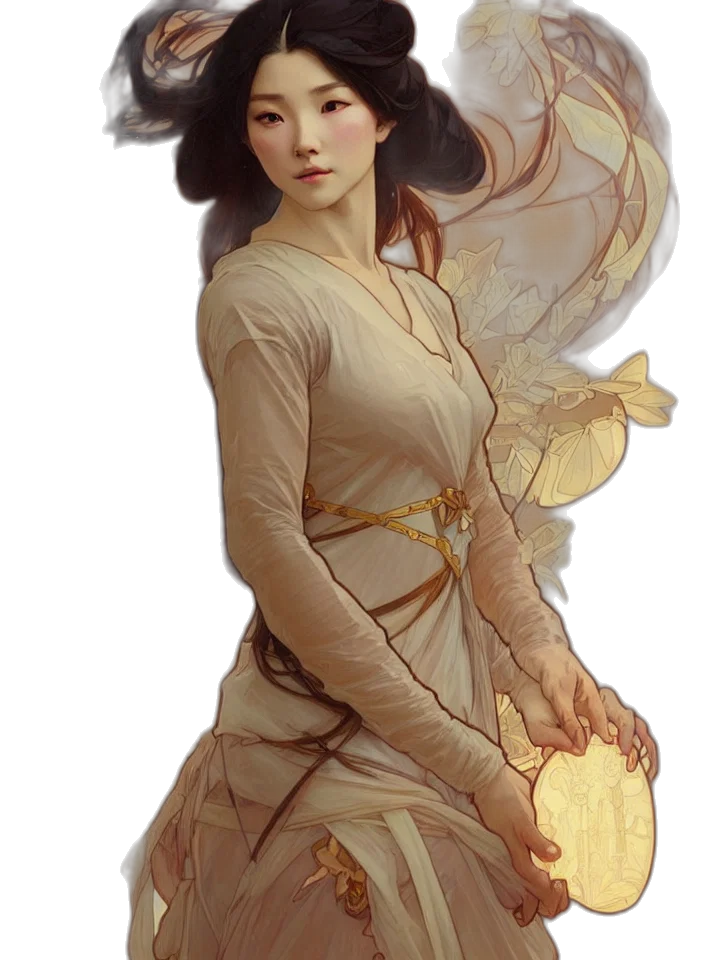 dress, crown, staff, fantasy art transparent PNG cut-out