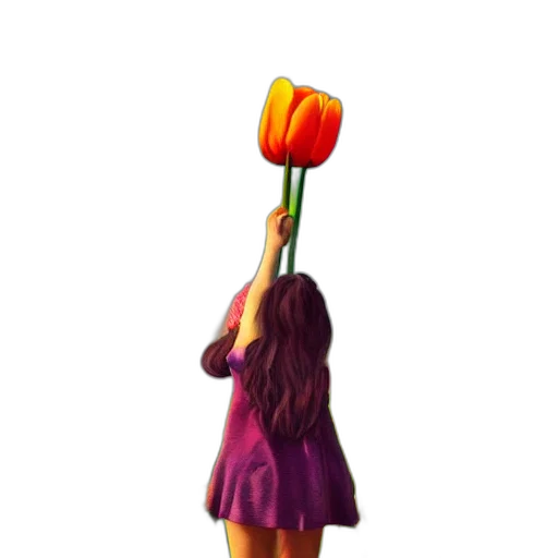 flower, umbrella, staff, dress transparent PNG cut-out