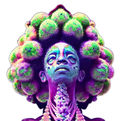 face, creature, crown, hair, concept art, fantasy art, vaporwave, cartoon transparent PNG cut-out