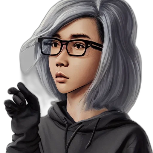 face, staff, hair, jacket transparent PNG cut-out