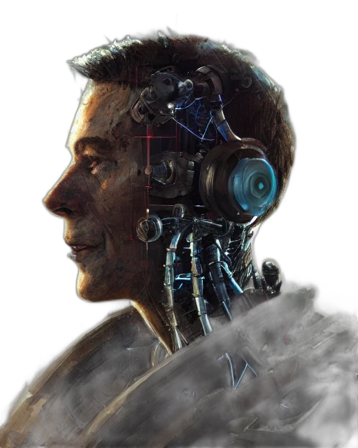 robot, face, cyberpunk, concept art transparent PNG cut-out