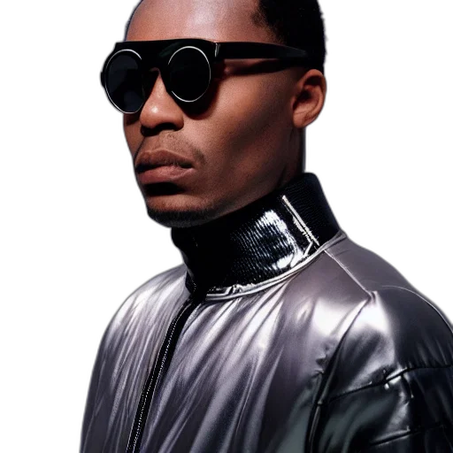 jacket, face, photorealistic, photo, black, man, silver, metallic transparent PNG cut-out