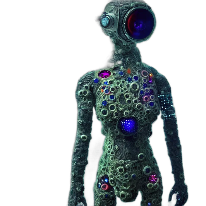robot, creature, staff, jewelry transparent PNG cut-out