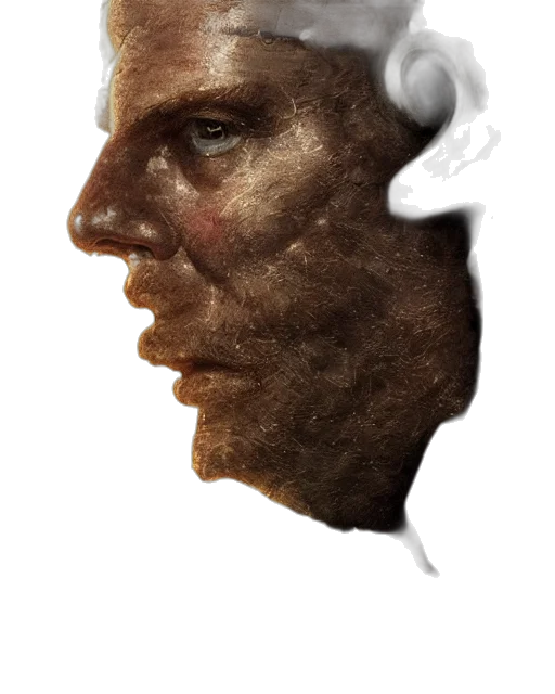face, mask, crown, hair, photorealistic, 3d render, concept art, watercolor transparent PNG cut-out