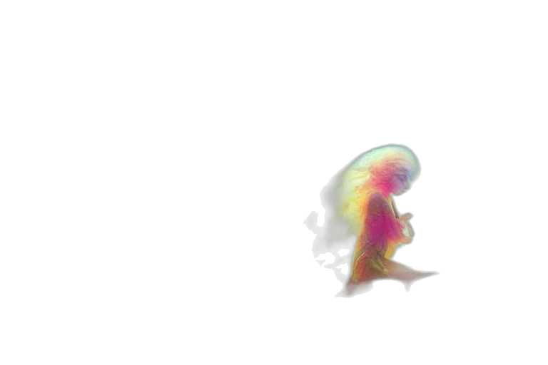 hair, face, mask, creature, 3d render, concept art, vaporwave, photorealistic transparent PNG cut-out