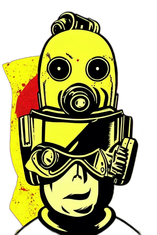 robot, mask, weapon, staff transparent PNG cut-out
