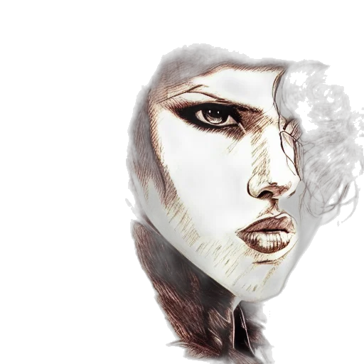 mask, face, photorealistic, watercolor, fantasy art, concept art, monochrome, dark transparent PNG cut-out
