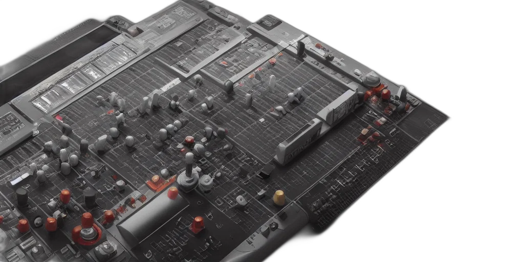 3d render, cyberpunk, elektron, monomachine, masterpiece, rendered, blender, ultra transparent PNG cut-out