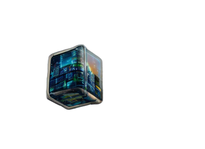 robot, weapon, jewelry, building, 3d render, pixel art, concept art, vaporwave transparent PNG cut-out
