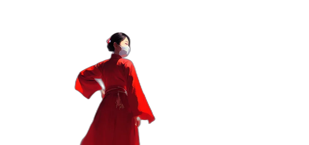 dress, mask, 3d render, vaporwave transparent PNG cut-out