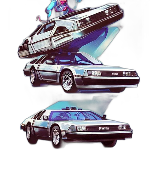 car, concept art, vaporwave, photorealistic transparent PNG cut-out