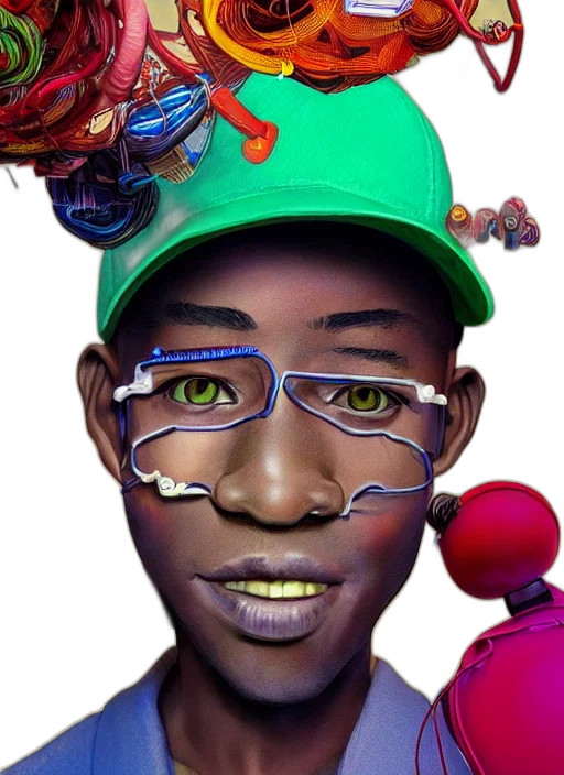 face, hat, mask, robot, photorealistic, concept art, 3d render, cartoon transparent PNG cut-out